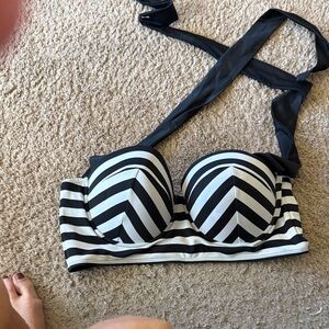 torrid Black and White Striped Bandeau Bikini Top